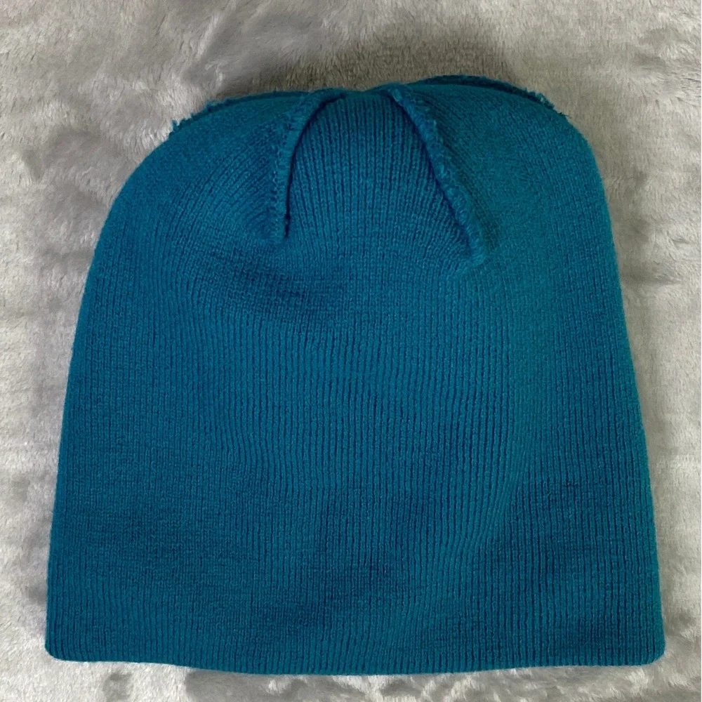 Adidas‎ Beanie Unisex One Size Teal Yellow Trefoil Logo Pom Pom Knit Hat